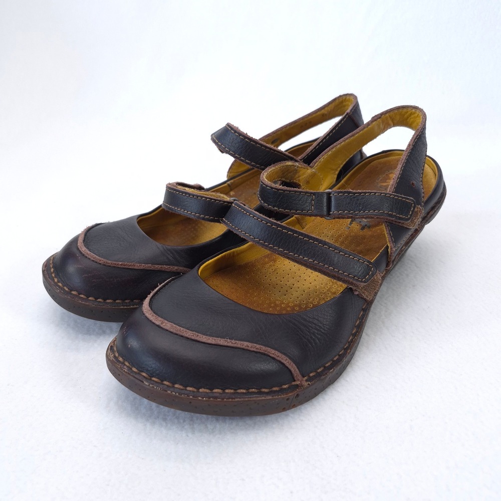 Art Company Mary Jane Wedge Sandals Brown Sz 38 Leather Gorpcore Cottagecore - Picture 2 of 12